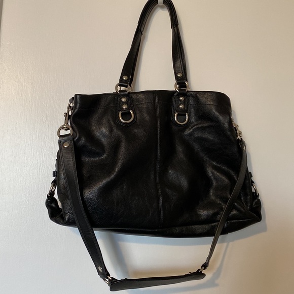 Coach Black leather satchel with silver tone hardware - Picture 5 of 9